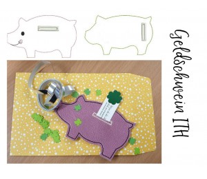 ITH Stickdatei - Glückwunschkarte Schwein Geldschlitz